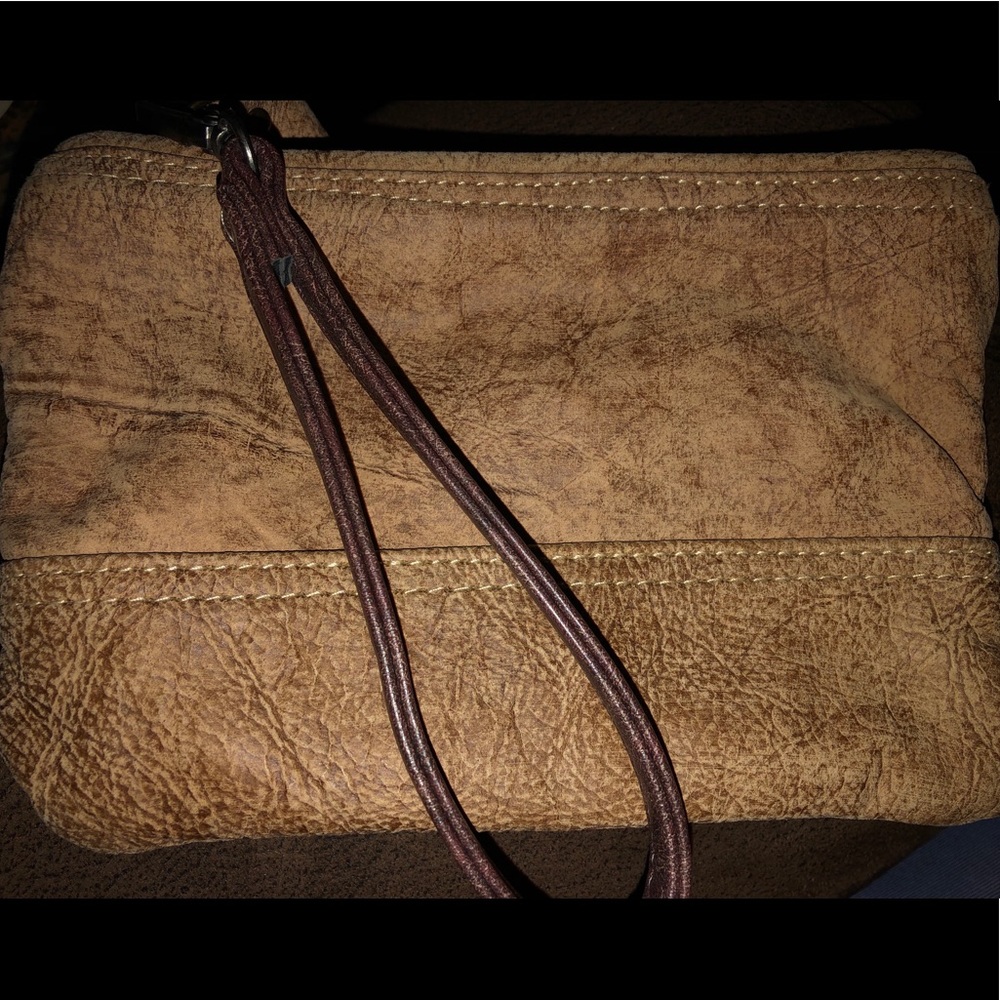 Myra Bag Tan Leather Wristlet